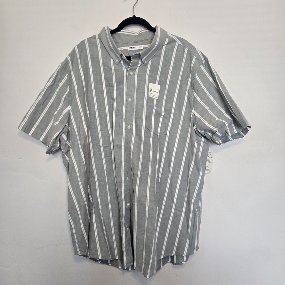 Sonoma Gray and White Striped Casual Shirt